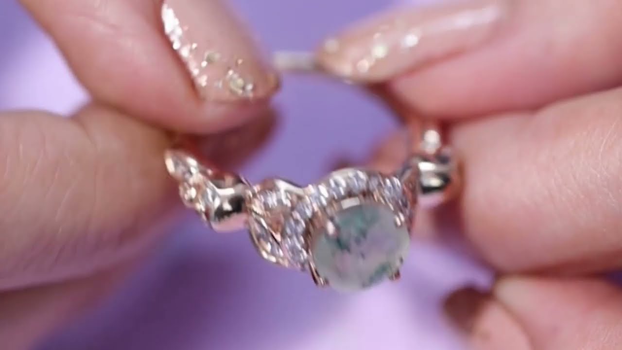 Moss Agate Skull Engagement Ring | Gothic Jewelry | Halo Moissanite | For Women