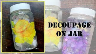 Glass bottle Decoupage art with Napkin I 1 Easy Decoupage tutorial ideas I DIY ideas