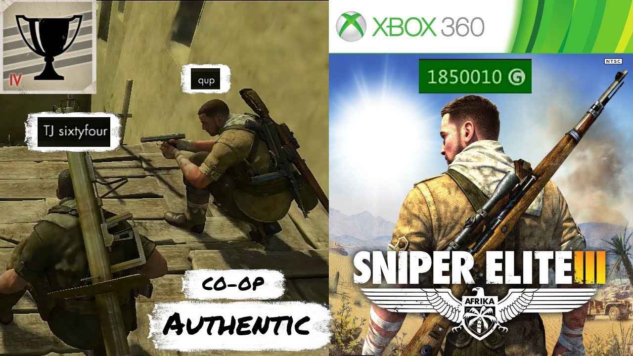 1,850,000 Gamerscore / Sniper Elite III - Xbox 360 - Co-op Campaign - Authentic