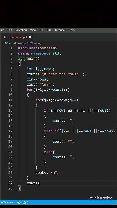 C++ program to print the letter U, whose size depends upon the input| # ...