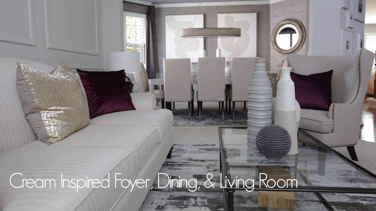 Cream Inspired Foyer, Dining, & Living Room ***Interior Design Project ...
