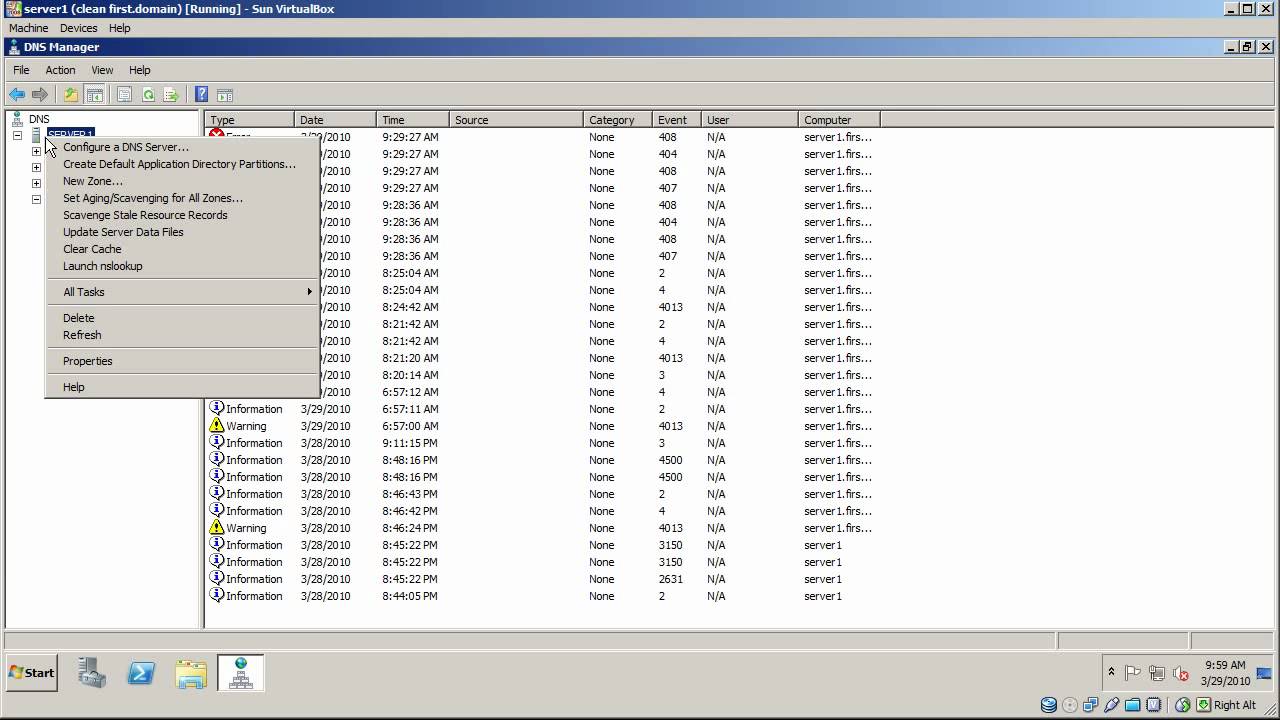 DNS log. Настройка DNS Windows Server 2008 r2.