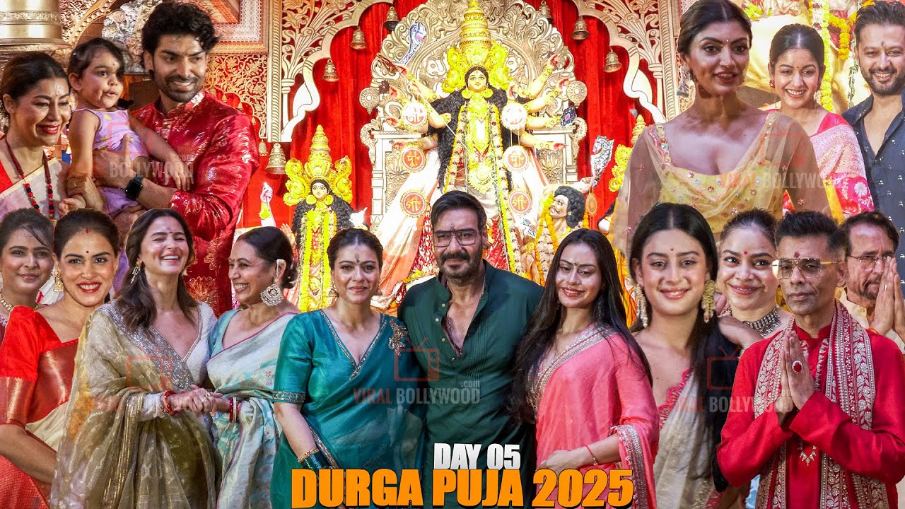 Celebrities arrives on Day 5 at North Bombay Durga Puja 2025 | Alia Bhatt, Ajay Devgn, Kajol, Isha