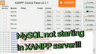 MySQL not starting in XAMPP server | Fully Solved 2020