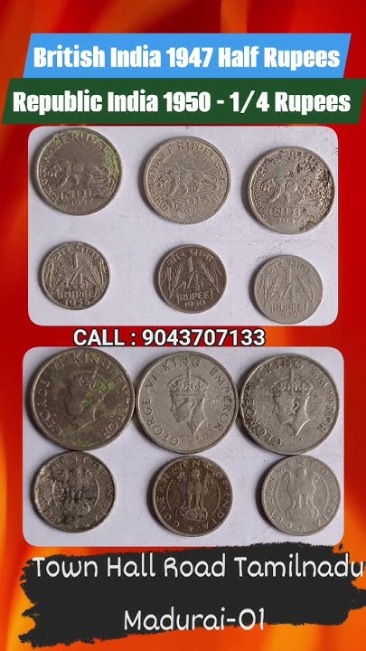 1947-british-india-half-rupee-coin-1950-republic-india-1-4-rupee-coin