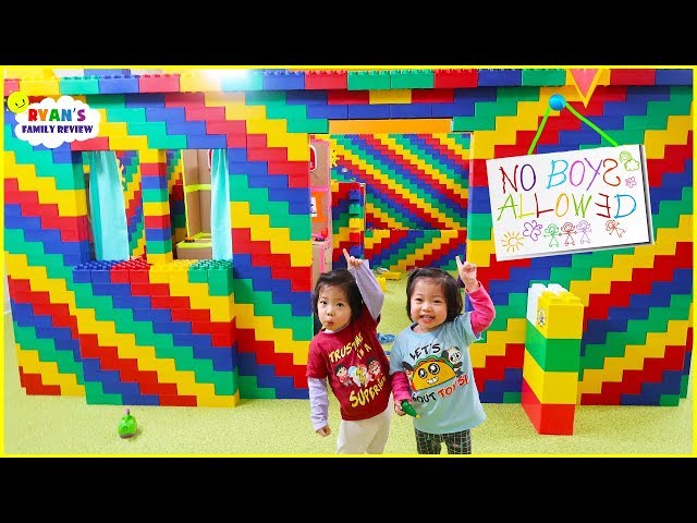 24 hours Giant lego box fort house! No Boys Allowed! class=