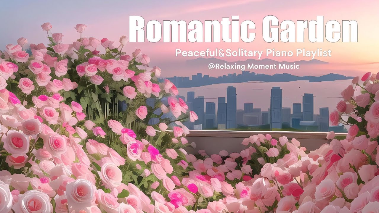 🌹 Romantic Garden Piano - Beautiful Sunset & City View [Relaxing Love Music]