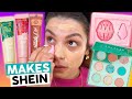 TESTEI as NOVAS MAKES da SHEIN! Esponjinha que faz TUDO, Iluminador, Blush Cremoso...