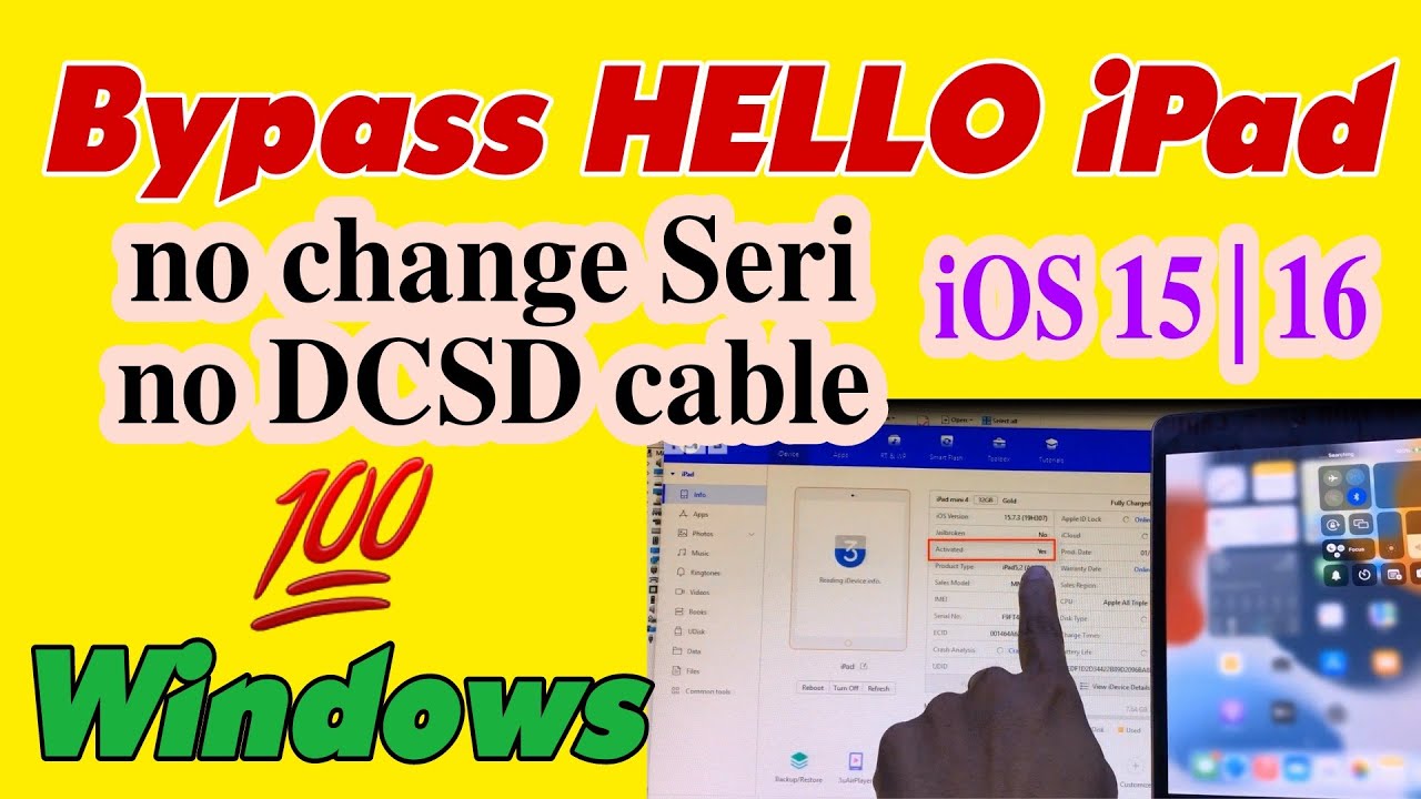 Bypass IPAD HELLO Screen | No Need Change Serial | Mini 4 iOS 15.7.3 ...