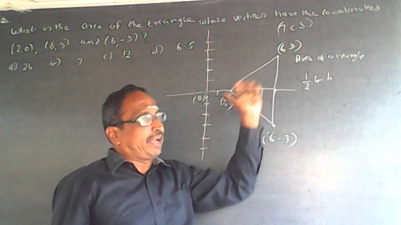 Area of a triangle X axis Y axis Coordinates Vertices TCS WIPRO Class X maths is fun
