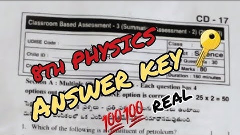 🔥Class 8th Sa2/CBA-3 PHYSICS Question Paper Answer key  🔑