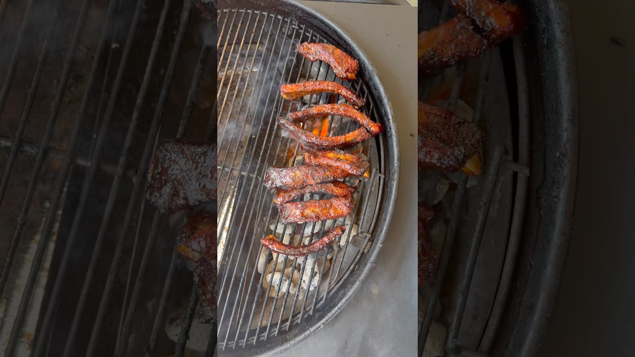 Smoked then Grilled BBQ Party Ribs! #shorts