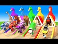 Long slide game with duck cow chicken dog giraffe lion  3d animal game