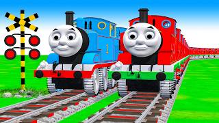 【踏切アニメ】あぶない電車 5 Train Thomas Climbing Pynamid 2025 🚦 Fumikiri 3D Railroad Crossing Animation #1