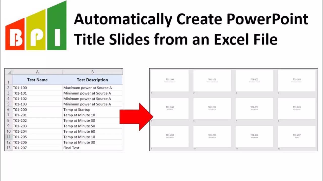 creating a presentation in excel