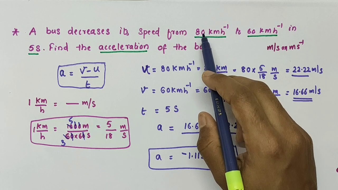 Solutions to unsolved questions on acceleration/Chapter Motion /Class 9 Physics /Cbse
