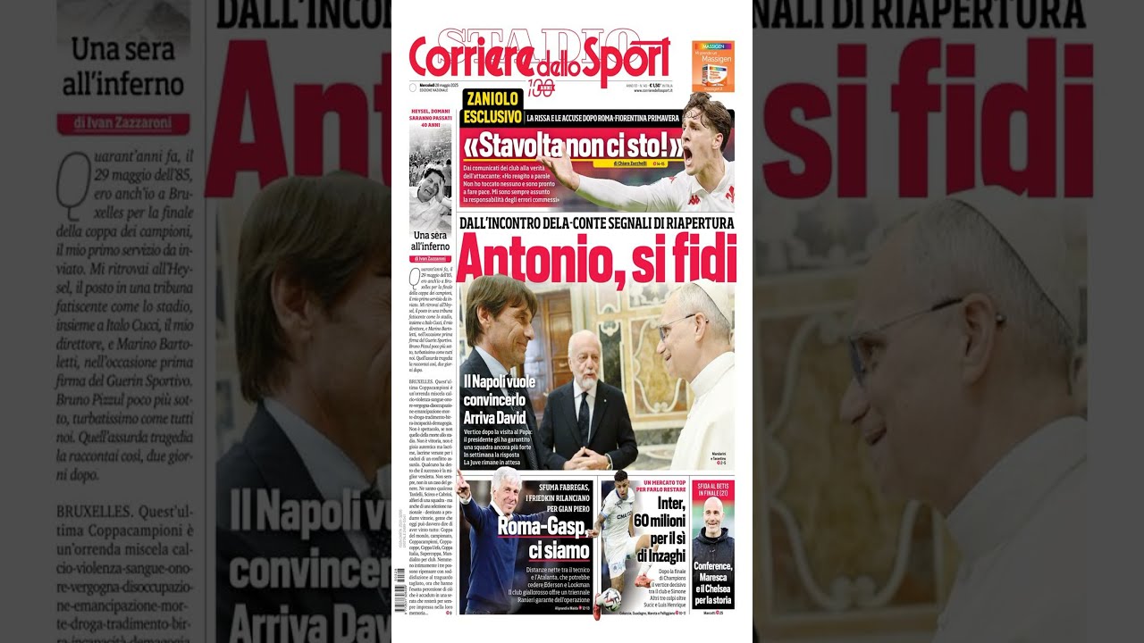 Prime Pagine Quotidiani Sportivi di Oggi - mercoledì, 28 maggio 2025 #video #sports #calcio