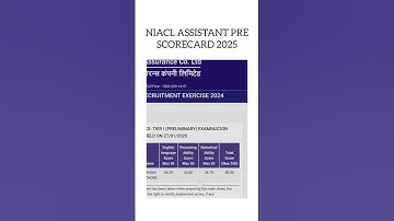 NIACL ASSISTANT PRE SCORE CARD 2025 #niacl #niaclassistant
