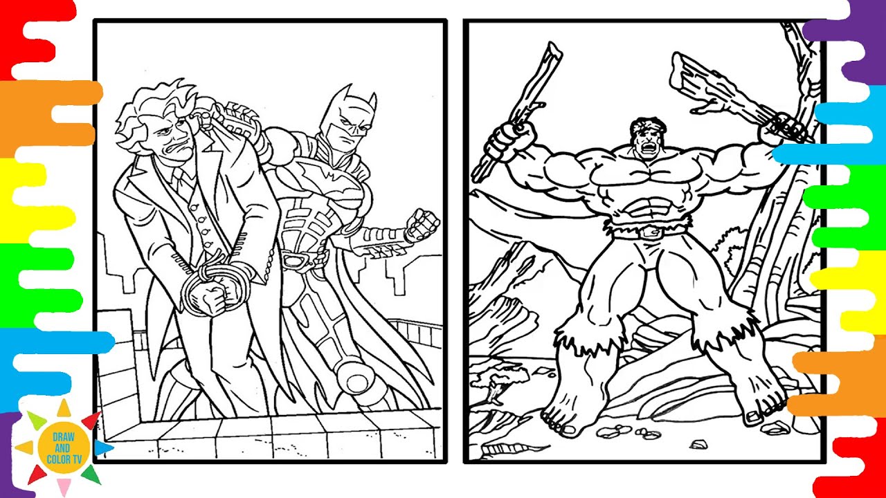 Раскраска «Джокер, пойманный Бэтменом» | Раскраска «Сильный Халк»