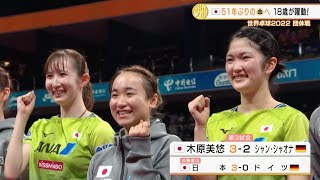 【世界卓球】日本女子 51年ぶりの金メダルへ！決勝進出