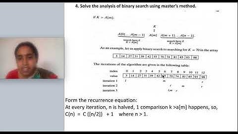 Eg4: Analysis of binary search analysis using master