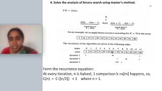 Eg4: Analysis of binary search analysis using master's method
