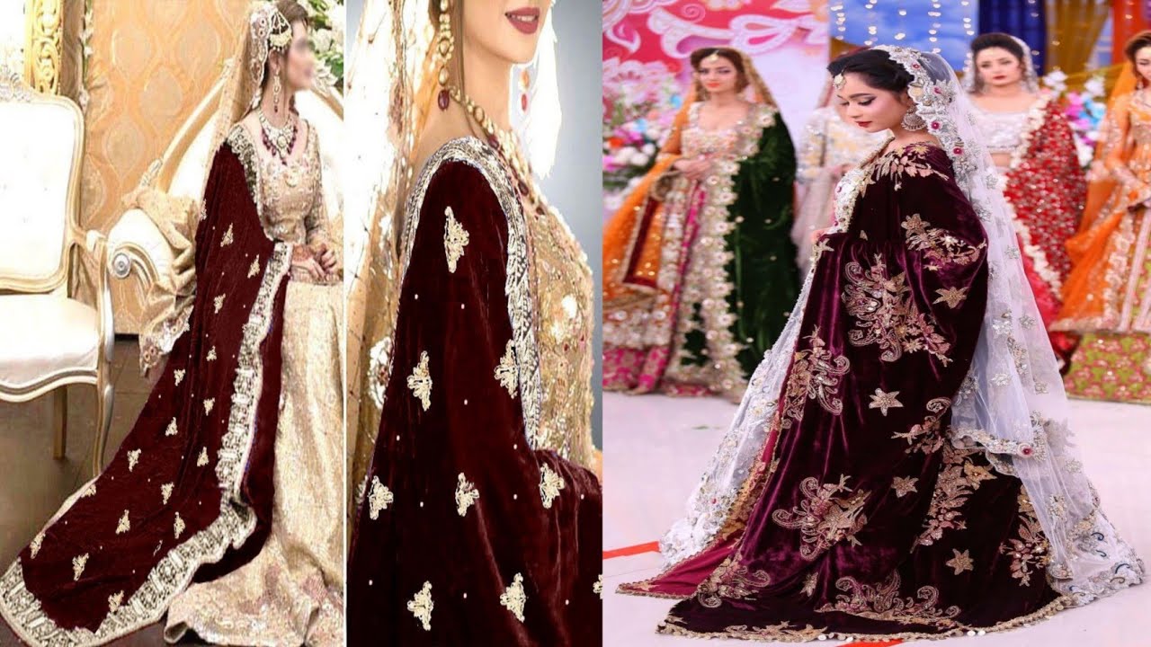 Heavy Embroidered Winter Velvet Shawl For Bridal 2021
