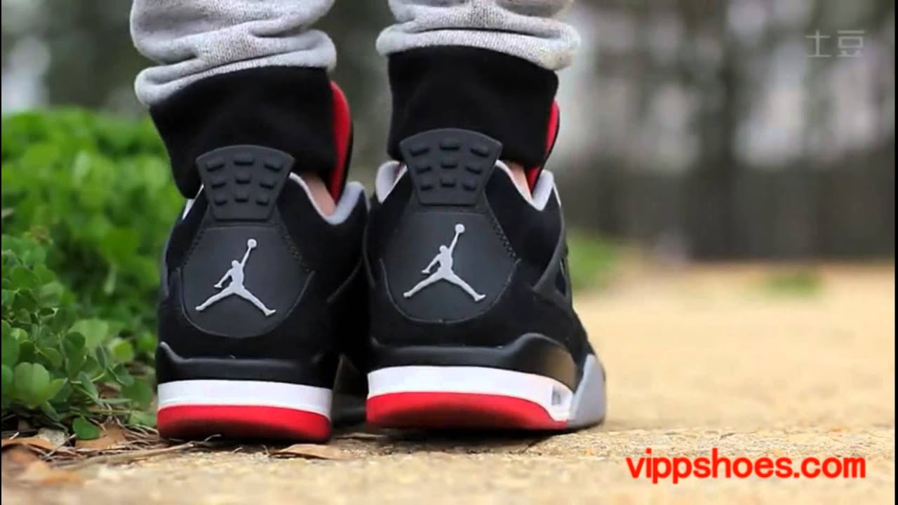 jordan 4 black cement on feet