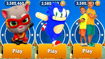 Sonic Dash vs Vlad & Niki Run vs Talking Tom Hero Dash Android GAmeplay