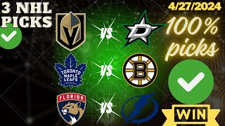 3 NHL Predictions Today,97% win tonight /4-27-24/ NHL Picks Today,Panthers,Bruins,Golden Knights