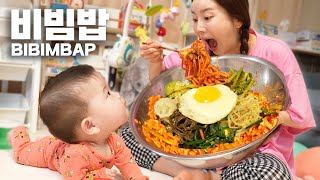 [Mukbang ASMR] Eat with Baby Miso 💞 Bibimbap Korean Home Food Real mukbang Ssoyoung