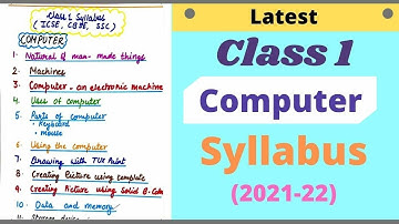 Class 1 Computer Syllabus | syllabus for Class 1 | Class 1 Syllabus | Computer Syllabus | Class 1