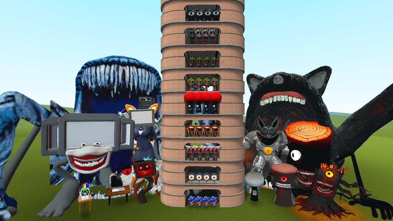 TALLGRASS LITTLE TO BIG ALL MR COMPUTER SPRUNKI VS ALL BLACK TREE SPRUNKI PHASE 1 - 10 in GMod!