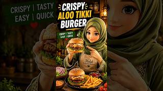 Crispy Aloo Tikki Burger Recipe ?  Street Style Aloo Tikki Burger #streetfood #shorts #youtubeshorts