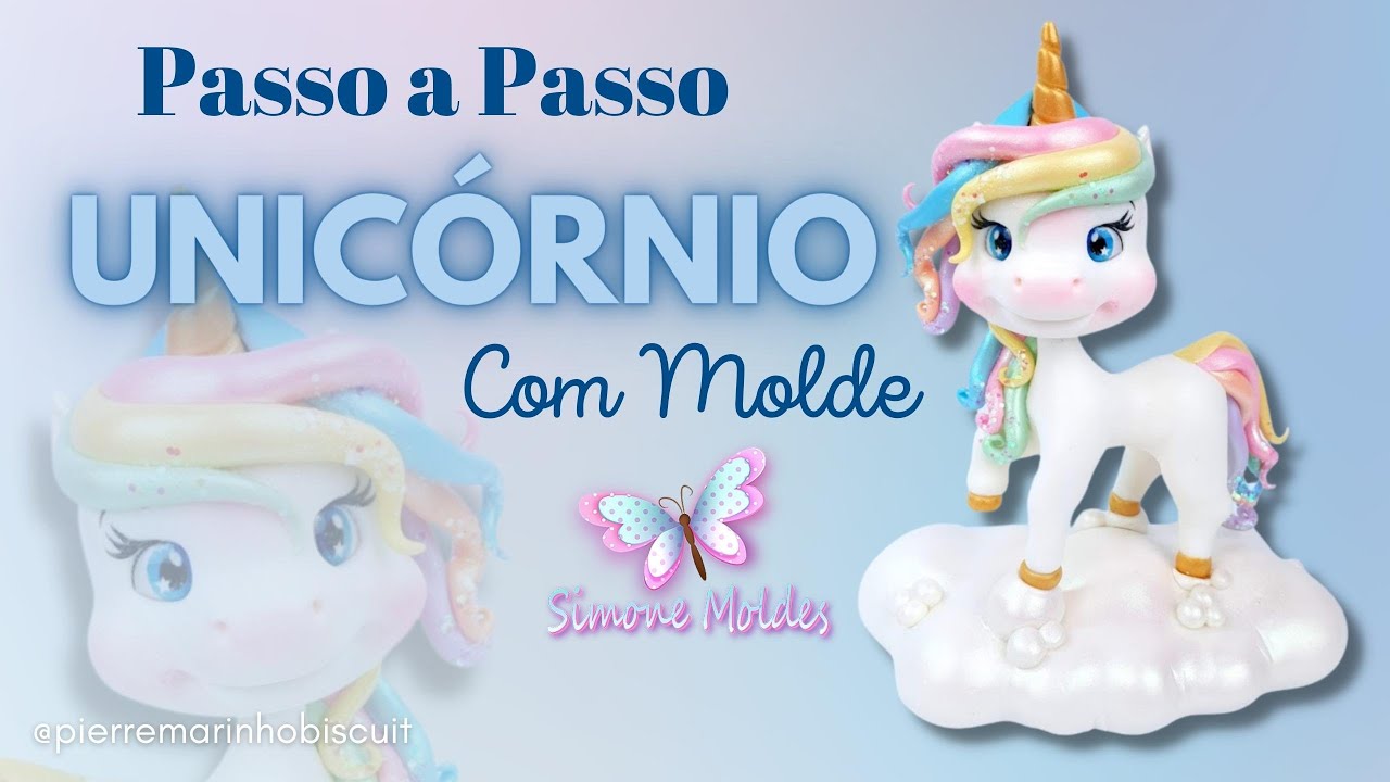 Unicórnio em Biscuit - Com o Molde 4 patas 3d  | Especial Simone Moldes