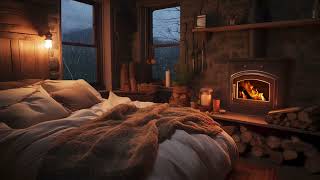 Cozy Fireplace Serenity ASMR  Crackling Fireplace, Rain Sounds on Window for Relief Fatigue & Sleep