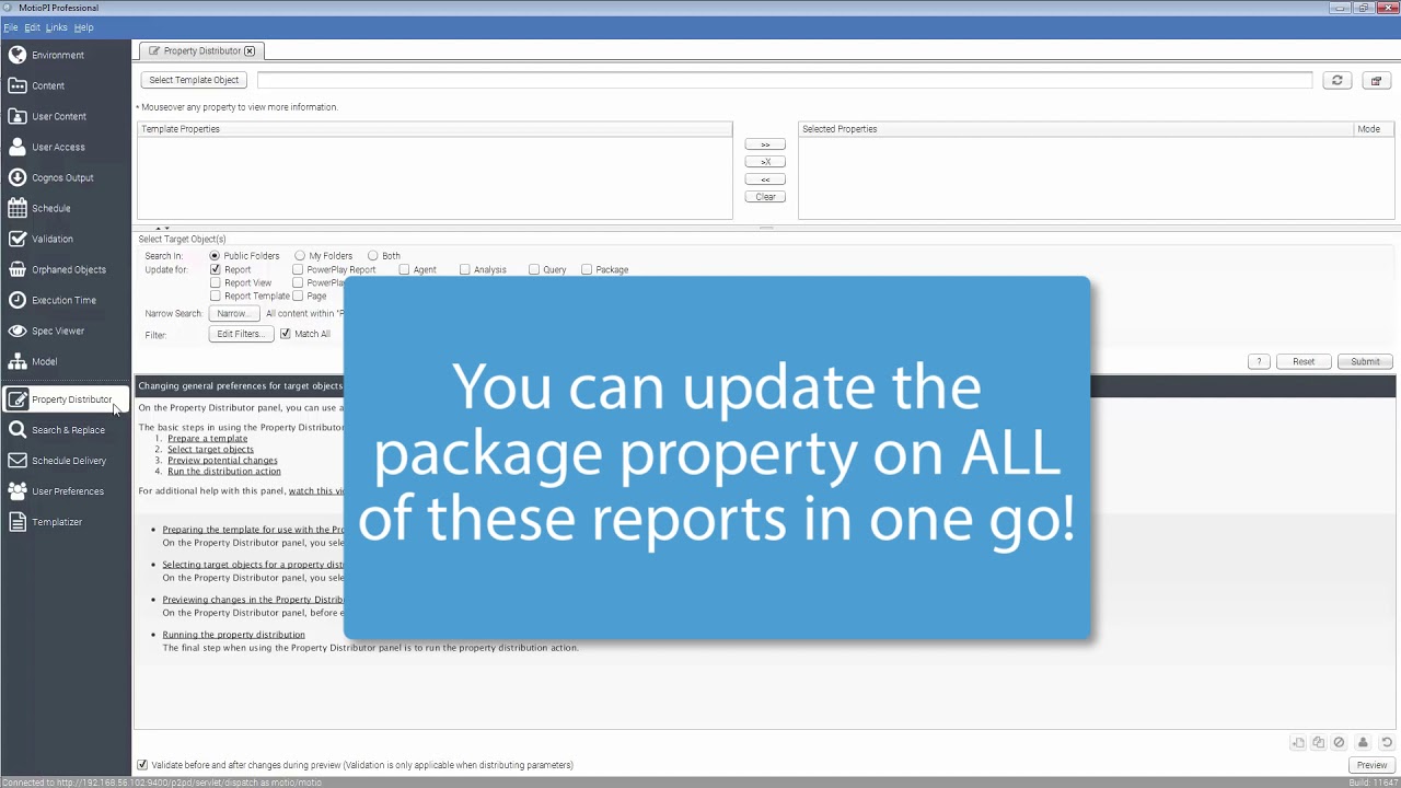 Updating the Packages Property on Cognos Reports in Bulk