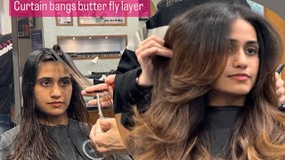 : Butterfly haircut with curtain bangs (butterfly hair )