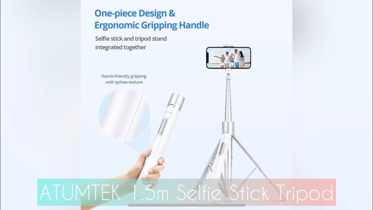 ATUMTEK 1.5m Selfie Stick Tripod  2022 Best I phone Tripod 