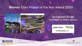 Springhead Bridge Civils Project Of The Year - Secbe Awards 2020