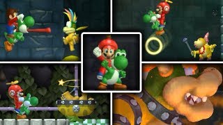 New Super Mario Bros. Wii - All Fortress & Castle Bosses with Yoshi