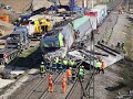 Bahn - Unfall 2.4.2020 in Auggen, Bergung der Lok