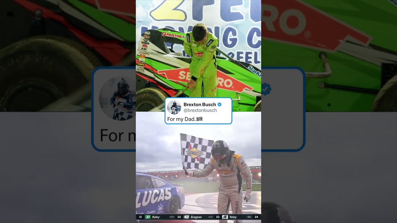 Brexton Busch honored his dad, Kyle Busch, after winning a junior division race ❤️