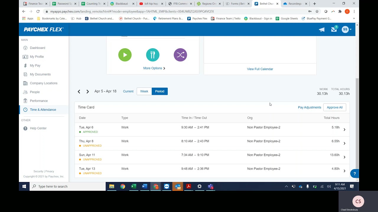 Paychex Flex: How To Approve Your Own Timecard Or Submit A Pto Request