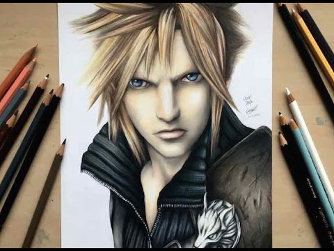 Drawing Cloud Strife from Final Fantasy ( 10000 sub special)