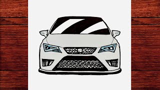 ‏How to Draw Seat Leon Sports Car - Easy Cars Drawing - Seat Leon Araba Çizimi