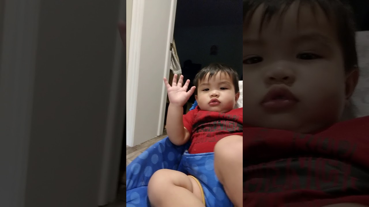 Cute 18 month old Aiden says hi and blows kiss - YouTube
