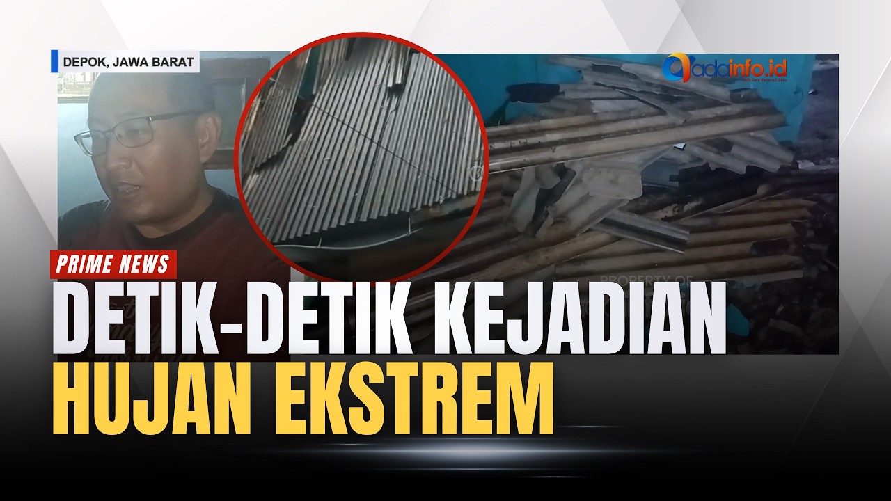 Detik-Detik Atap Teras Rumah Warga Depok Ambruk