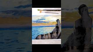 رسم منظر طبيعي / الالوان المائية للمبتدئينeasy youtubeshorts how youtubeshorts sunset