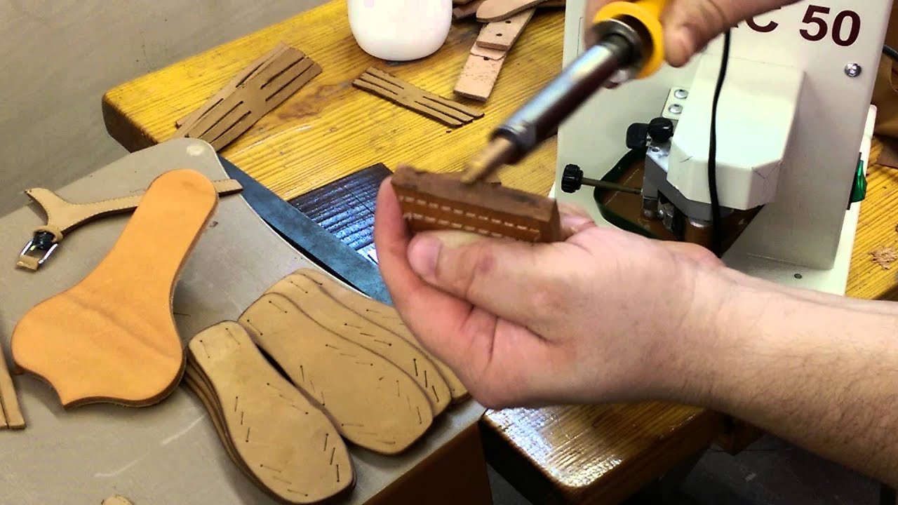 Example of hot glazing a leather seam YouTube